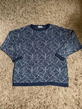 Vintage Classic Editions Navy & Silver Patterned Knit Sweater